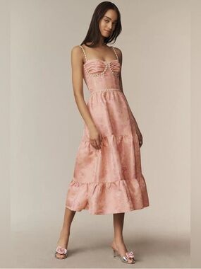 V. CHAPMAN 
Lorenza Embellished Tiered Midi Dress